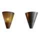 Pair of vintage conical wall lights, ribbed metal, Sweden 1970