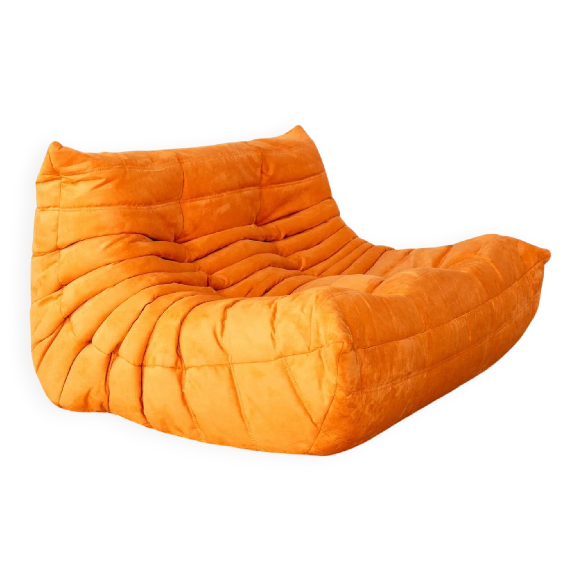 Orange Alcantara 2-seater Togo sofa by Michel Ducaroy