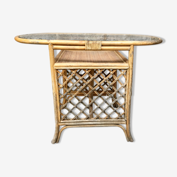 Glass and rattan dining table