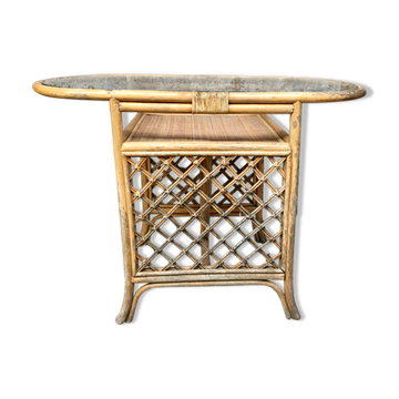 Glass and rattan dining table