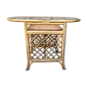 Glass and rattan dining table