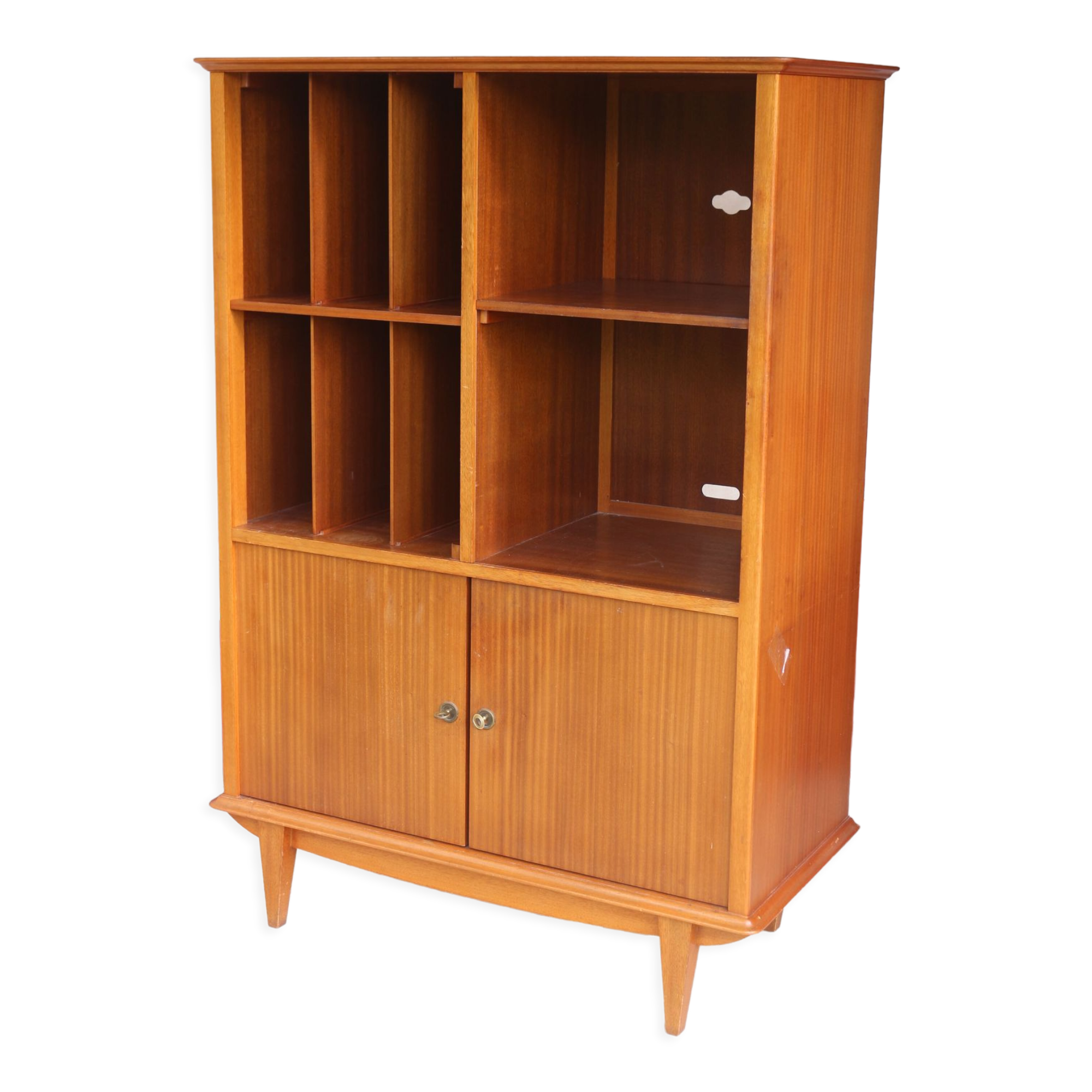 Vintage oak chest of drawers with vinyl storage, Year 1960. Ref Willy