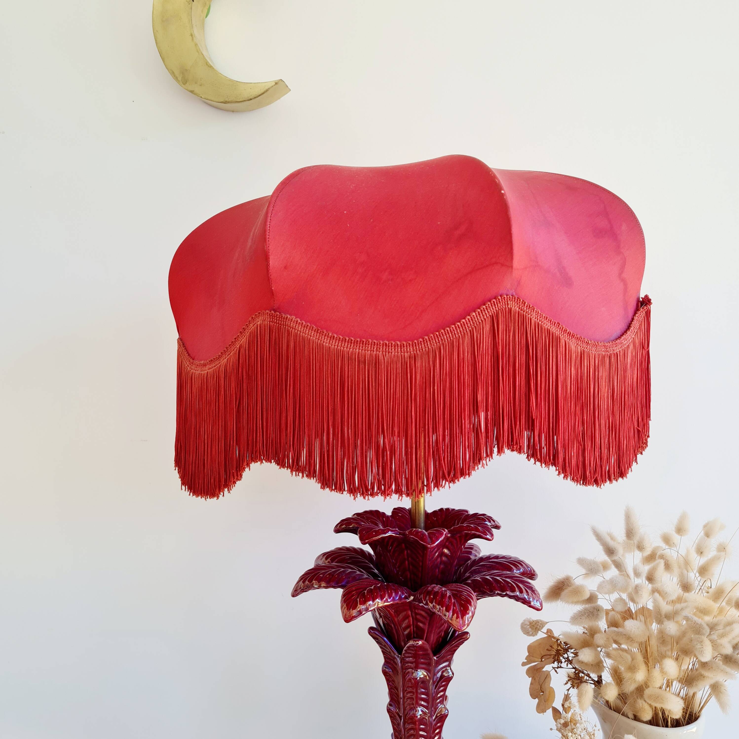 Antique red palm tree lamp, Italian design, 70s