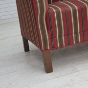 1960s, Danish 2-seater sofa, striped red/multicolor furniture wool.