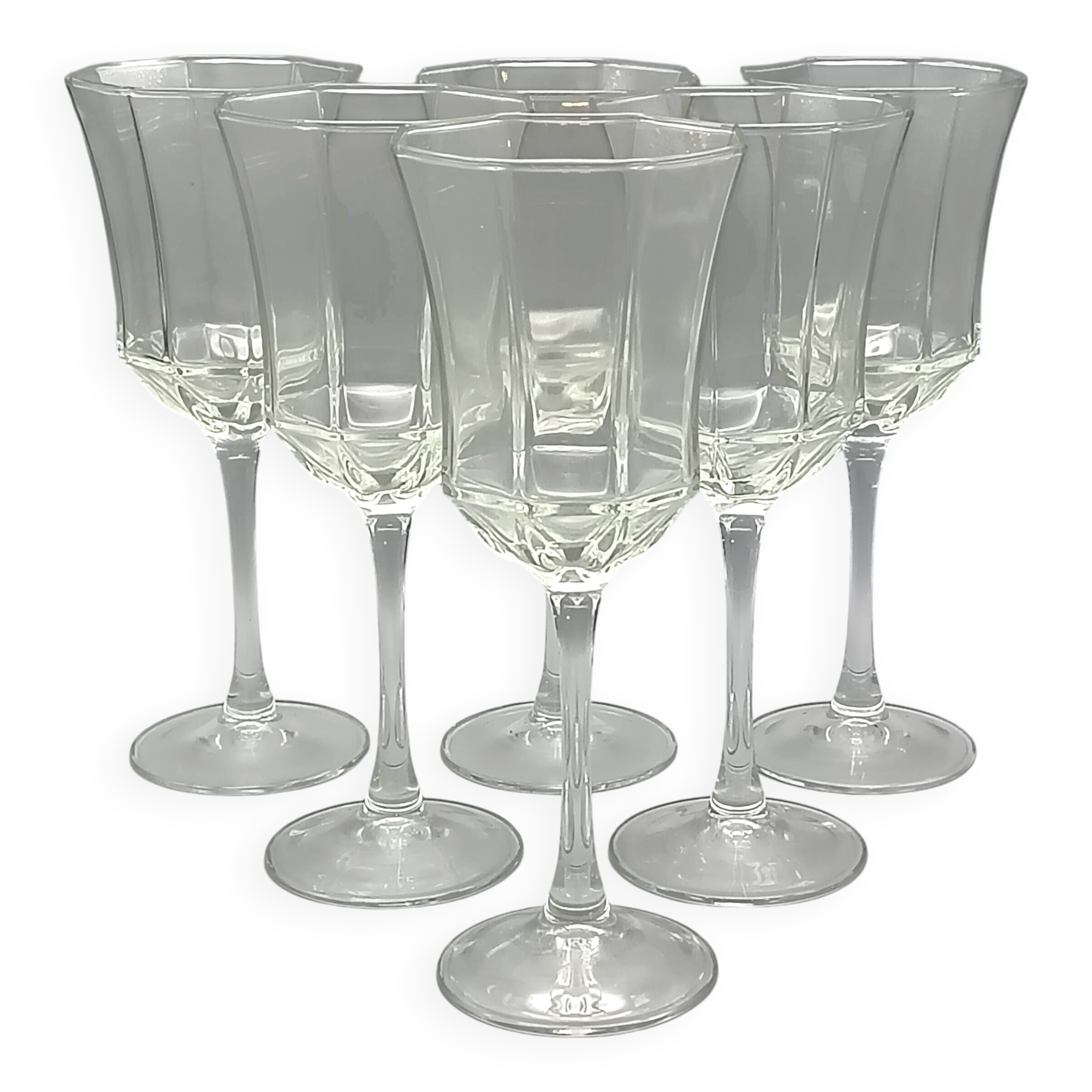6 large luminarc octime vintage france stemmed glasses