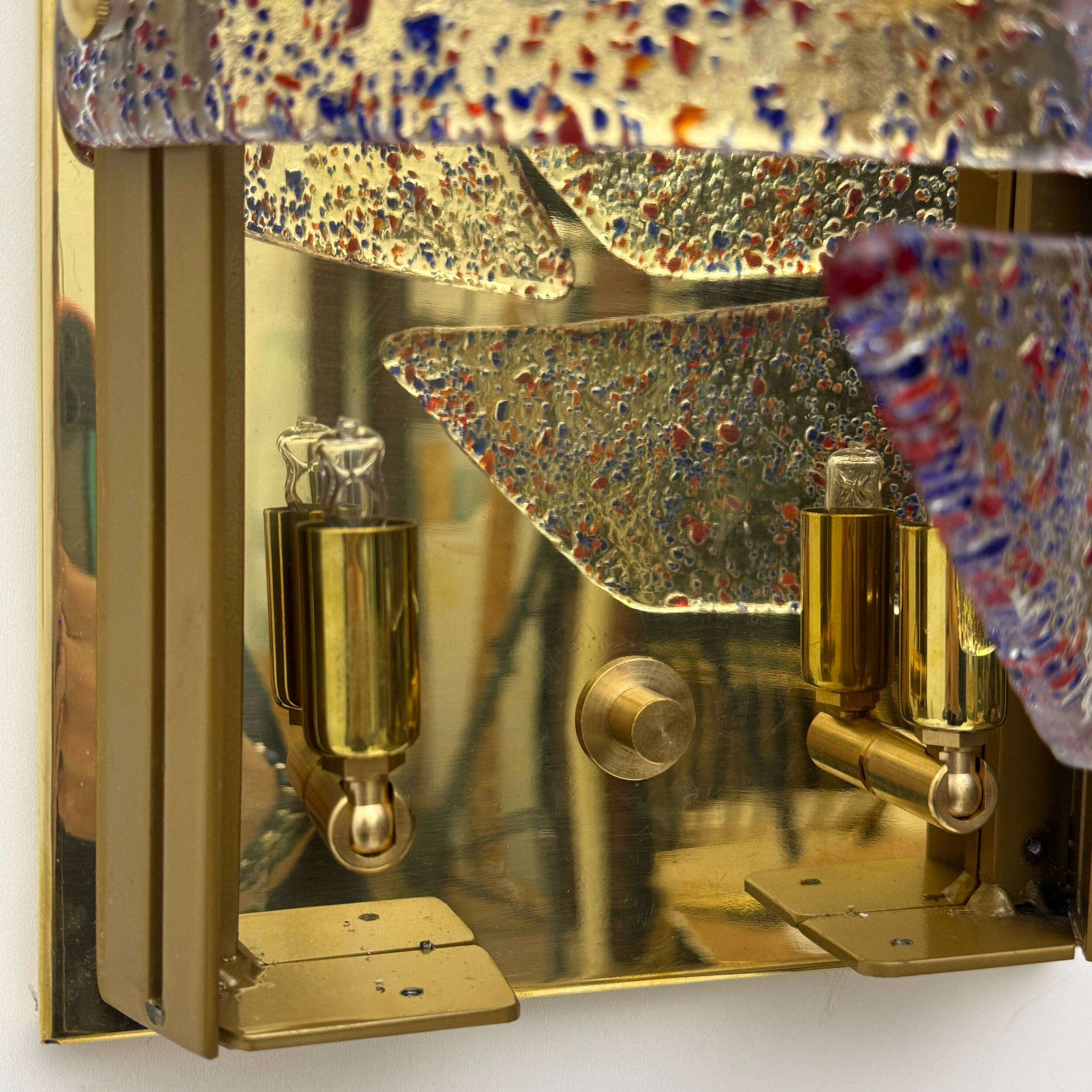 Pair of Mid-century Modern Style Italian Murano Glass and Brass Sconces