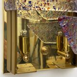 Pair of Mid-century Modern Style Italian Murano Glass and Brass Sconces
