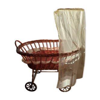 Vintage rattan crib for dolls