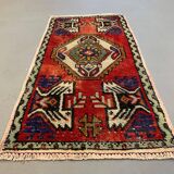 Small Vintage Turkish Rug 99x50 cm, Short Runner, Tribal, Shabby, Mini Carpet