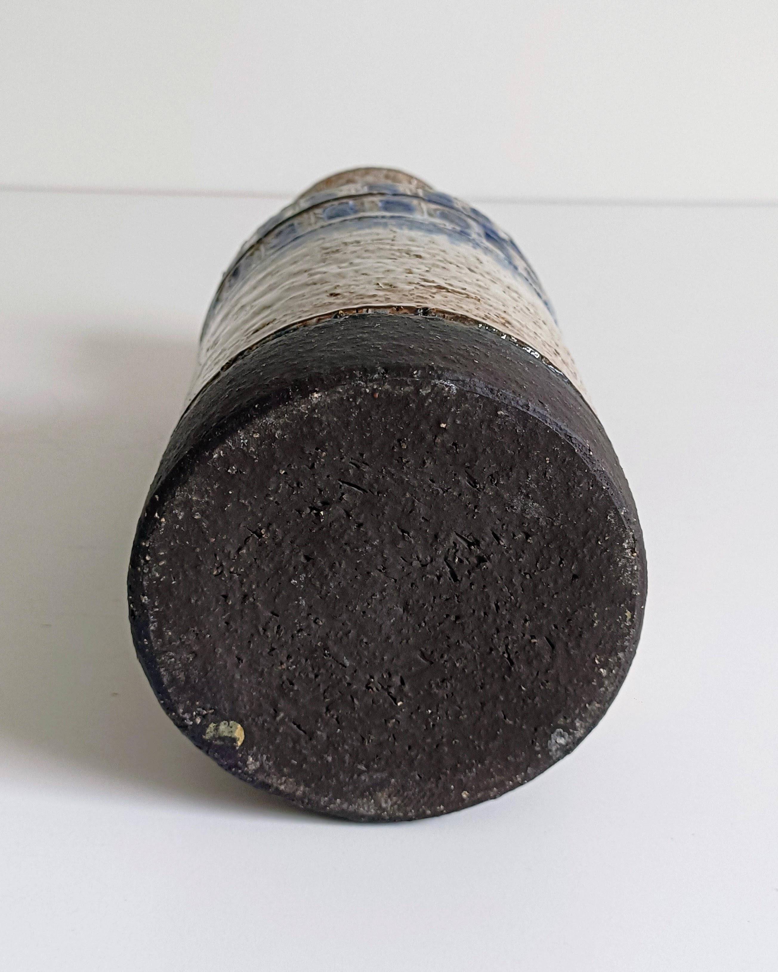 Scandinavian Modern Chamotte Vase, Dark Brown & Cream Glaze, Denmark