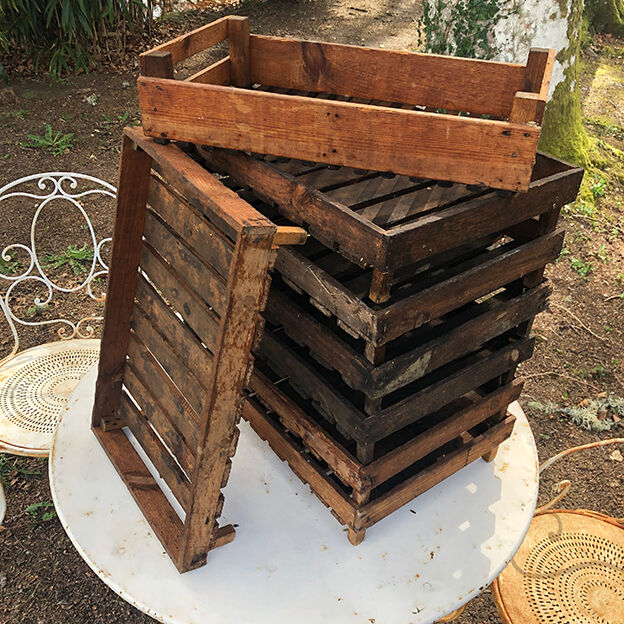 Set of eight old wooden shelves