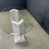 Vintage travertine Carlo Scarpa style dining table, 1970s