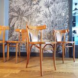 Set of 4 curved wooden bistro chairs