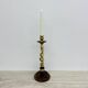 Large antique brass candle stick with wooden details, 1930s