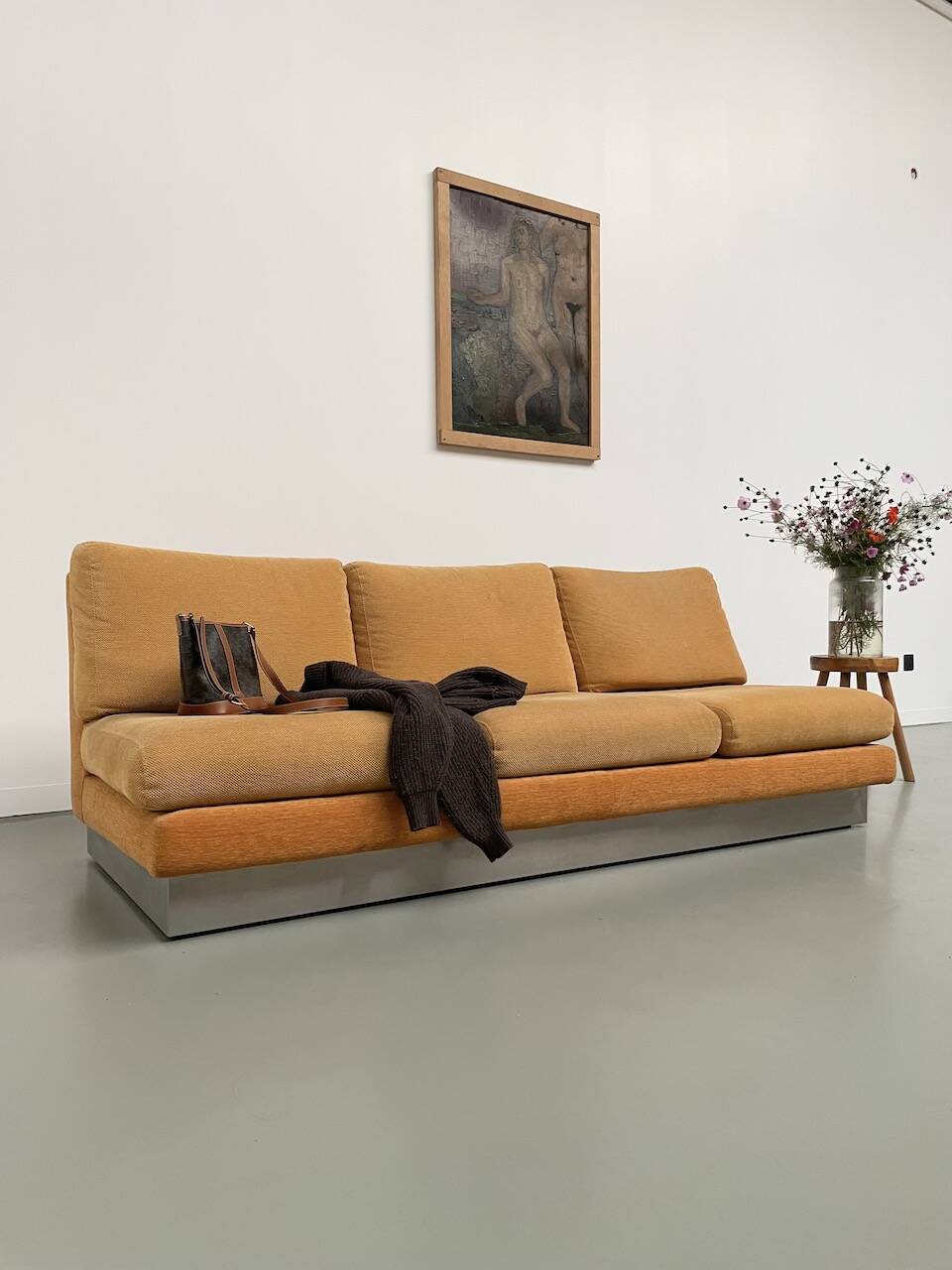 Jacques Charpentier 3-seater stainless steel sofa