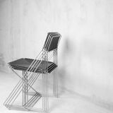 Minimalist Metal X-Line Chairs by Niels Jørgen Haugesen for Hybodan, 1970s, Set of 4