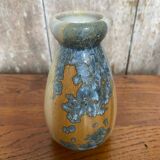 Old mougin style vase ceramic beige crystallized enamel blue france