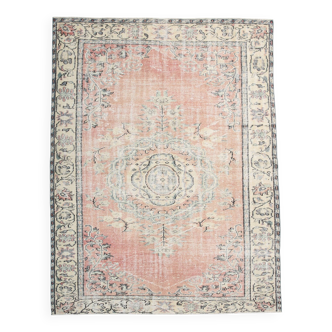 Tapis vintage rouge pêche et crème 6x8 194x252 cm SK 24649