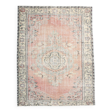 6x8 Peach Red & Cream Vintage Rug 194x252Cm SK 24649