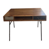 Bureau vintage en manguier massif et métal (marque made)