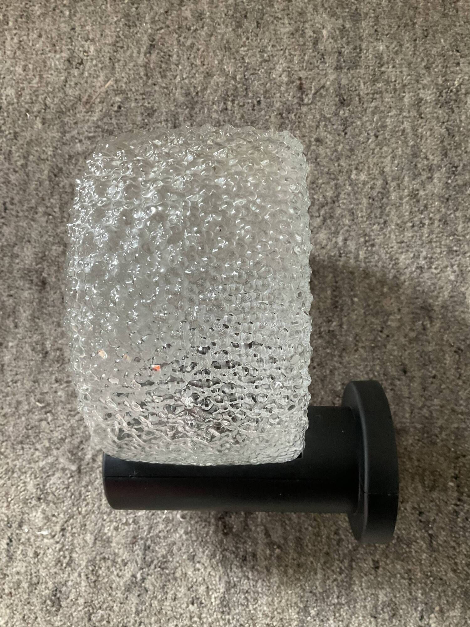 Pair of vintage wall lamps in molded glass, 80s