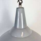 Large Industrial British Grey Enamel Pendant Lamp from Benjamin, 1960s