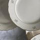 6 antique beige earthenware dinner plates with gold decoration and flowers by Villeroy Boch.