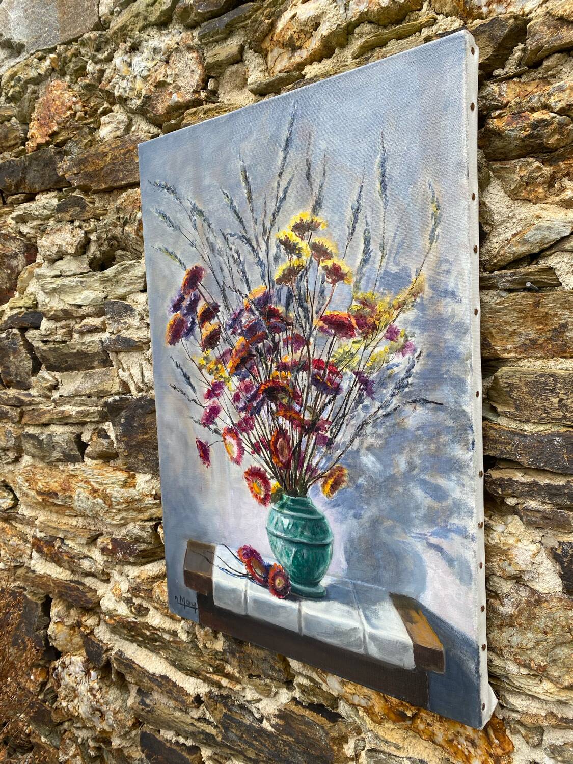 Painting bouquet of dried flowers J.Moy