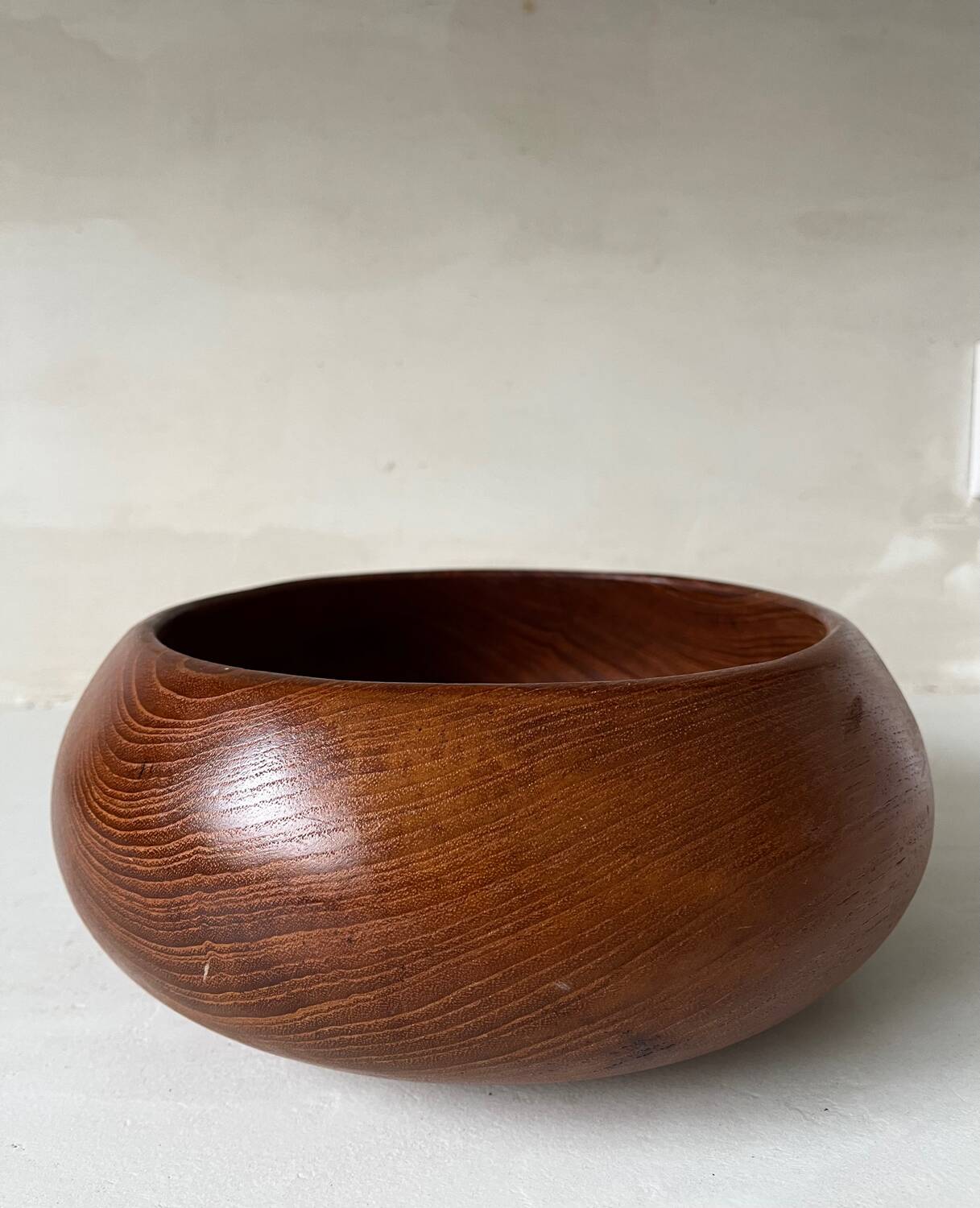 Vintage 70s turned teak salad bowl or large bowl
