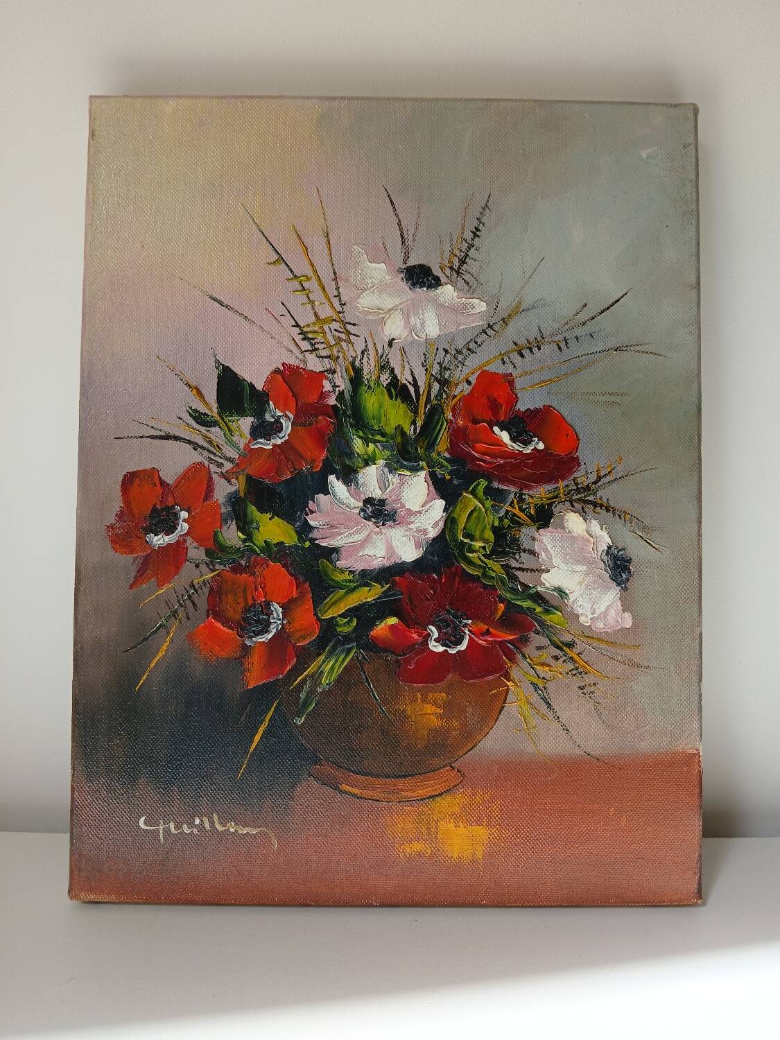 Painting bouquet of anemone flowers