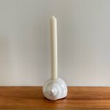 Pair of iridescent ceramic shell candle holders