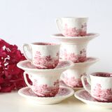 Set of 6 coffee cups and saucers, Villeroy & Boch, Rusticana rose model