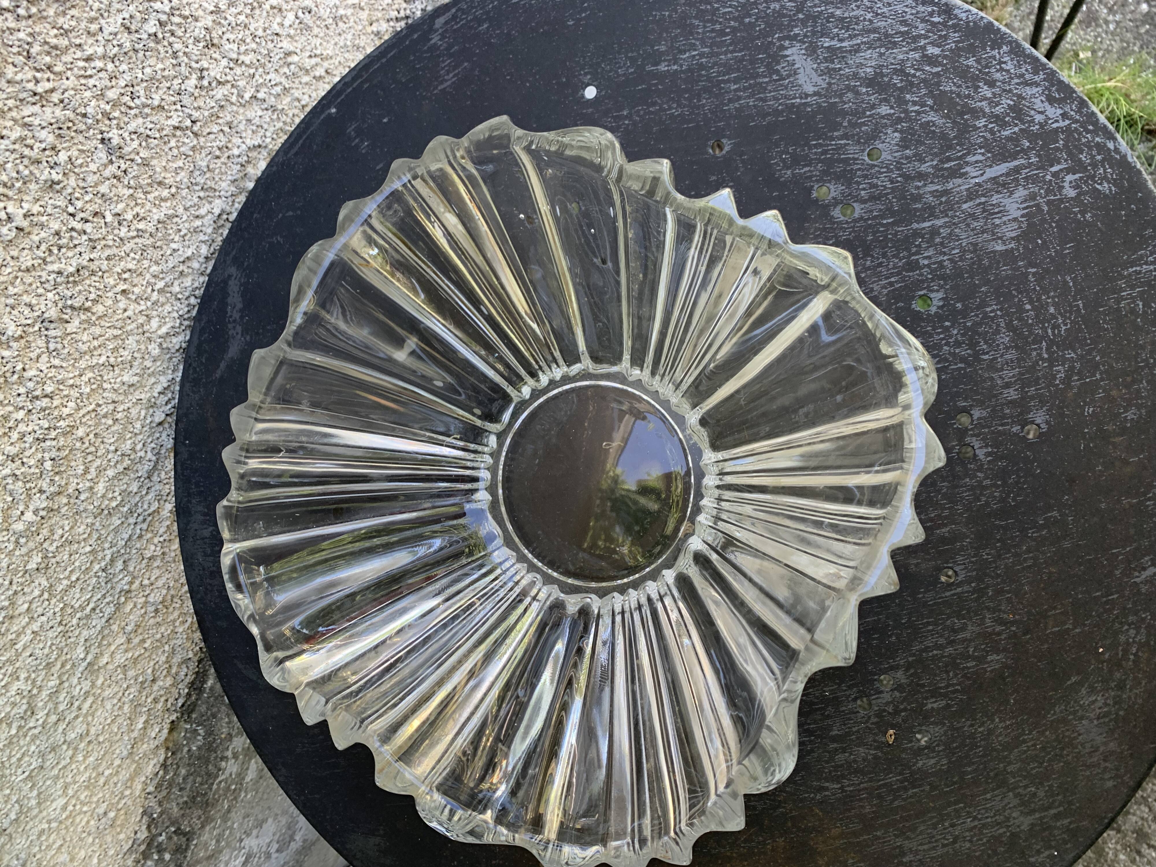 Large crystal bowl, vintage and collector's design salad bowl