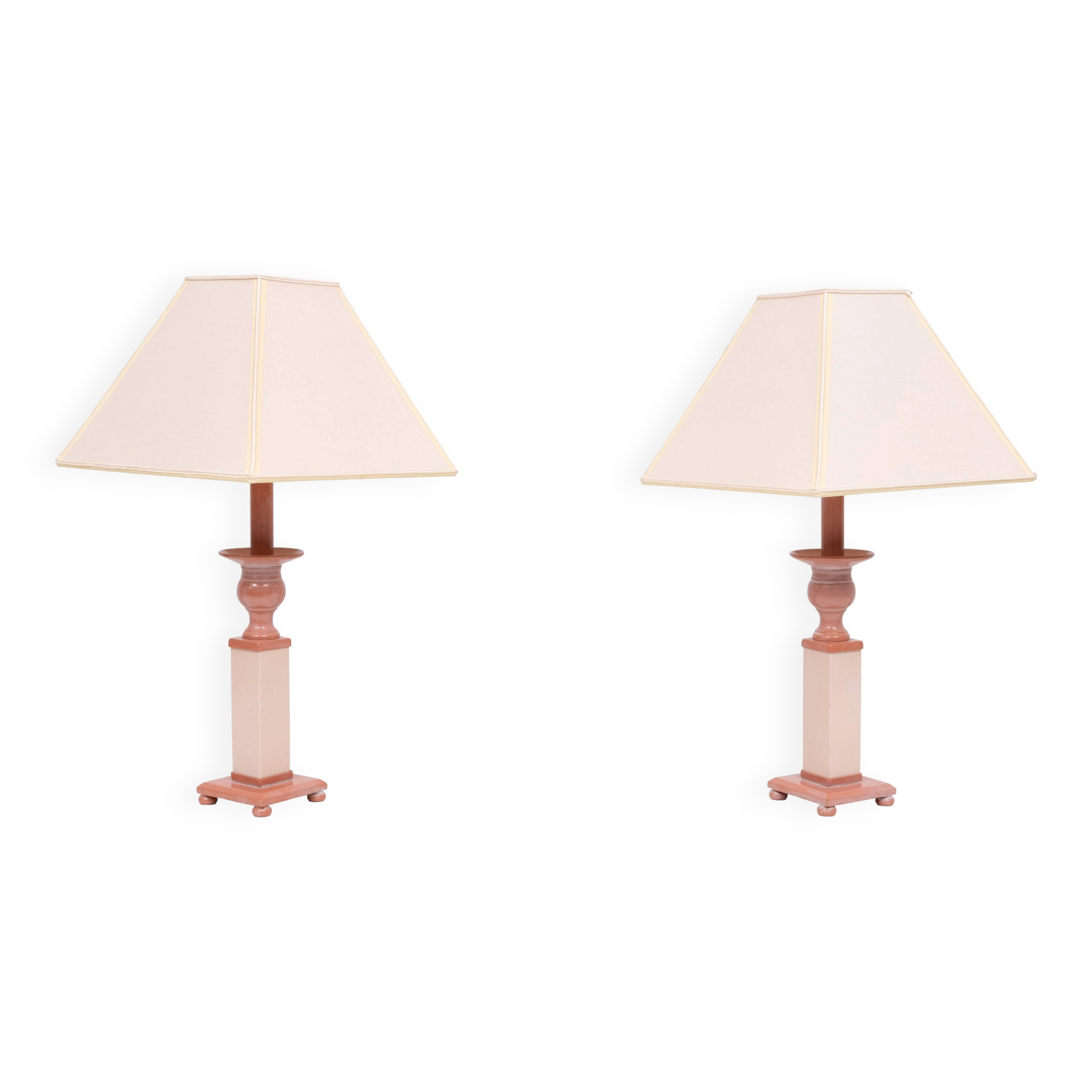 small Classic Greek Pink Marble table lamps 1980s Italy