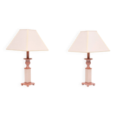 petites lampes de table en marbre rose classique grec des années 1980 Italie