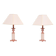 small Classic Greek Pink Marble table lamps 1980s Italy