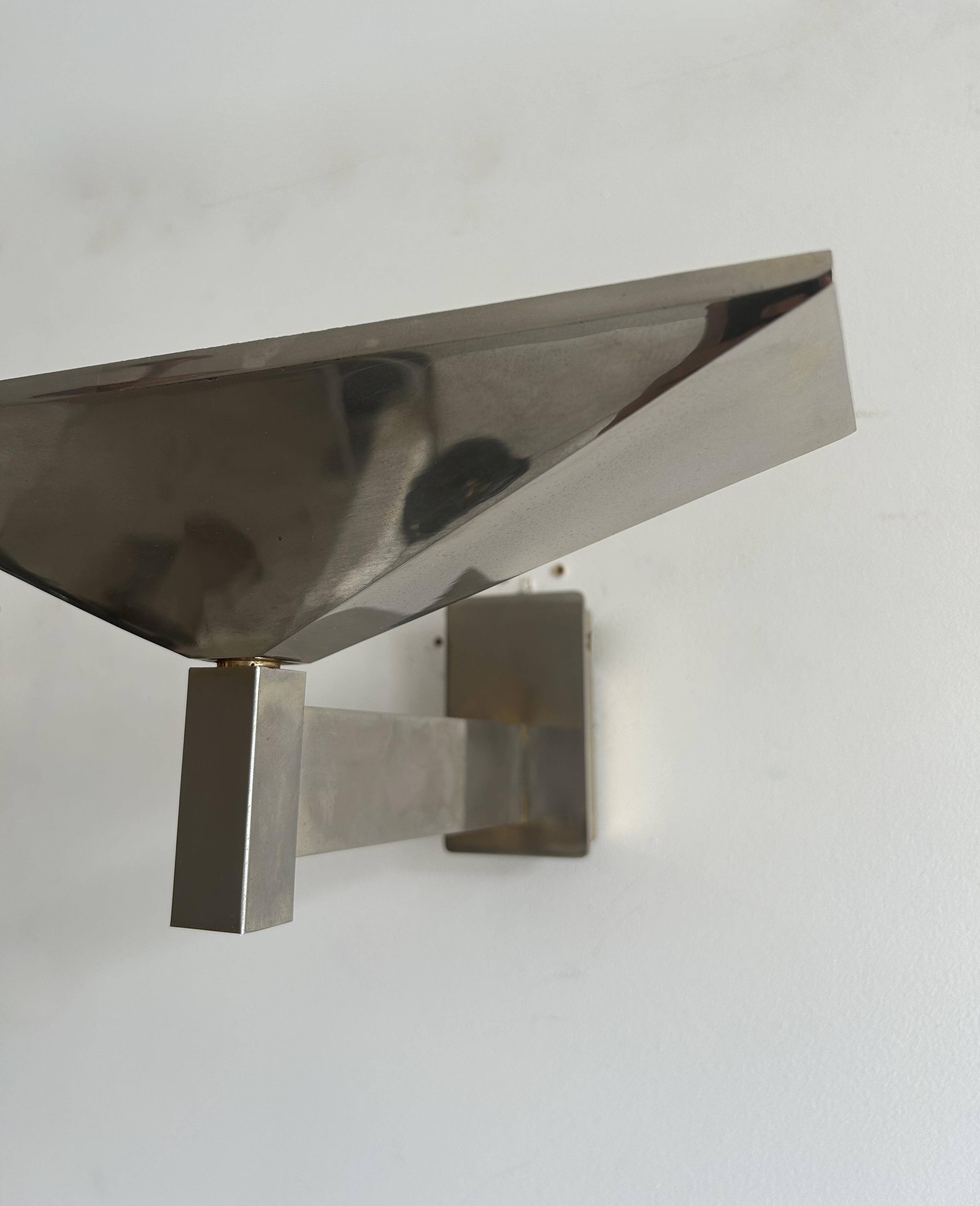 Paire d'appliques vintage chromée, Disderot pour Verre Lumière série 680, France 1982