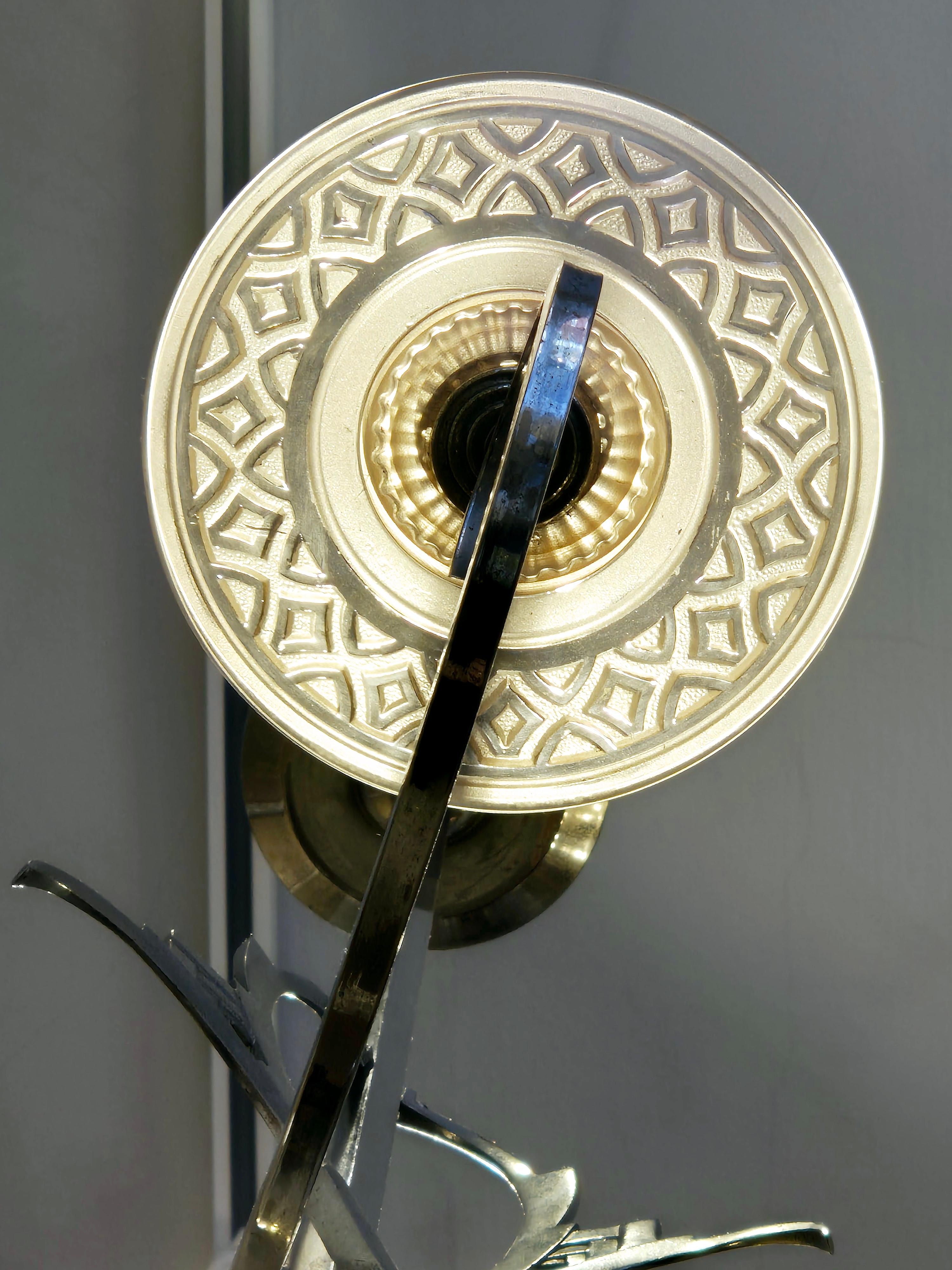 French chandelier, with pink glass shades, Art Deco