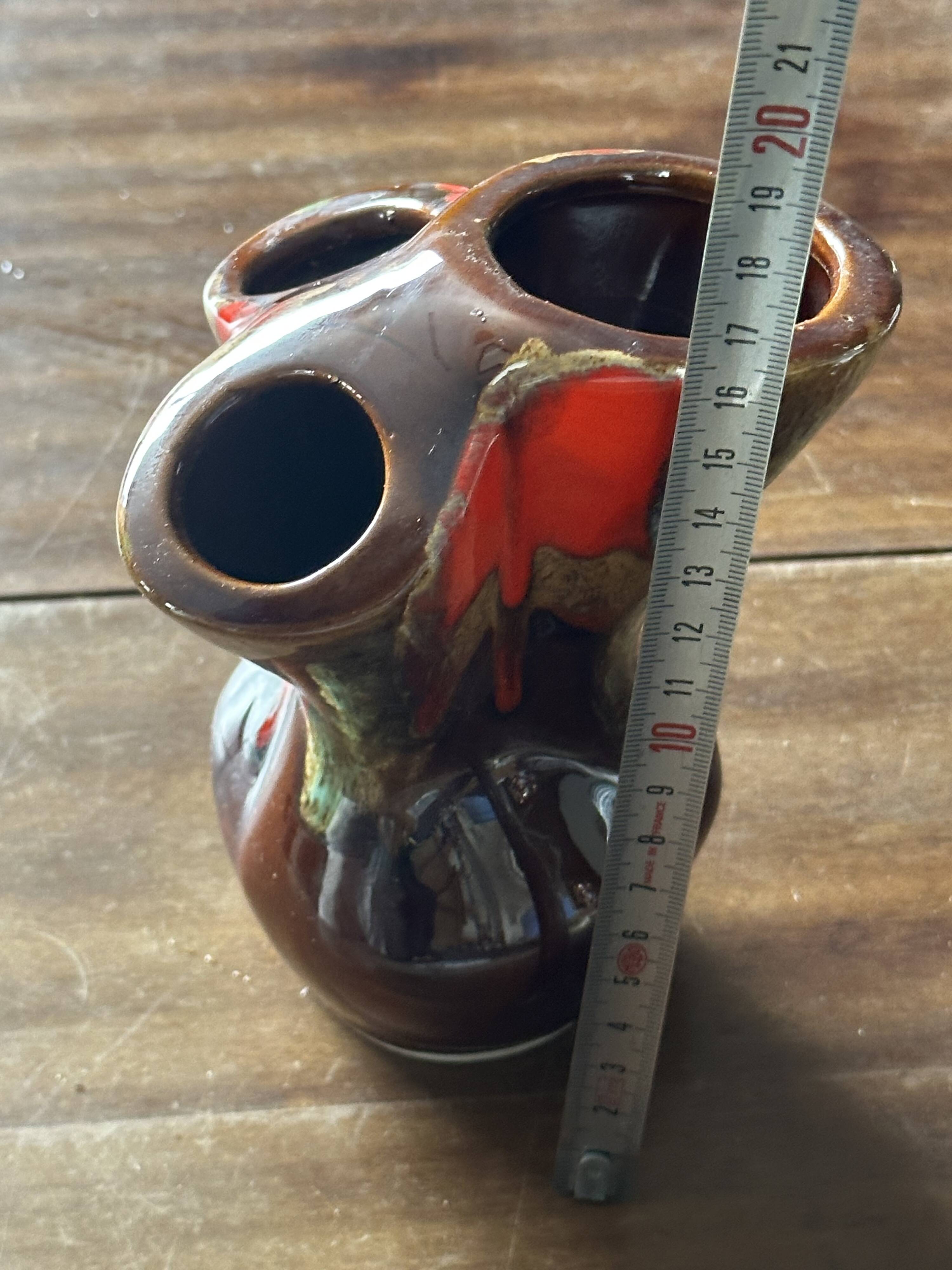 Vintage TriFlore Vase, Vallauris Ceramic, H 16 cm