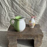 Mini vase with stylised flowers in green and yellow roses, H15.5.