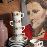 Five vintage Chauvigny porcelain espresso cups