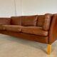 Danish mid-century vintage Mogens Hansen cognac brown leather sofa 60s
