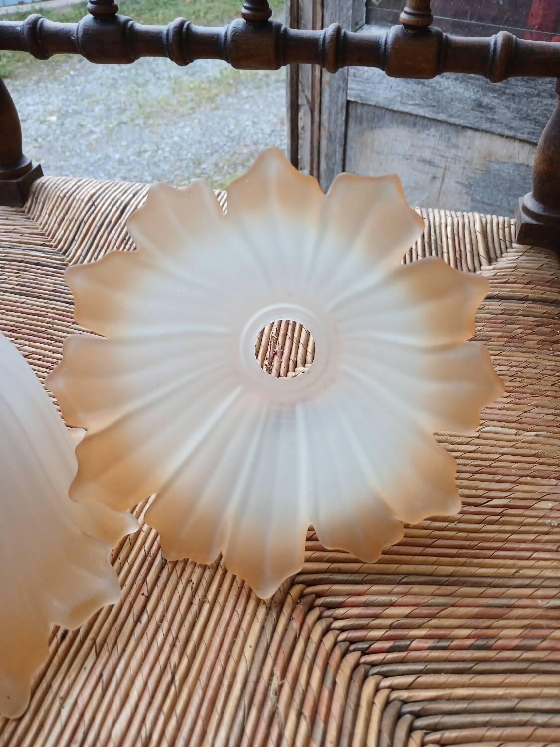 Pair of Art Deco glass tulips / pendant lights