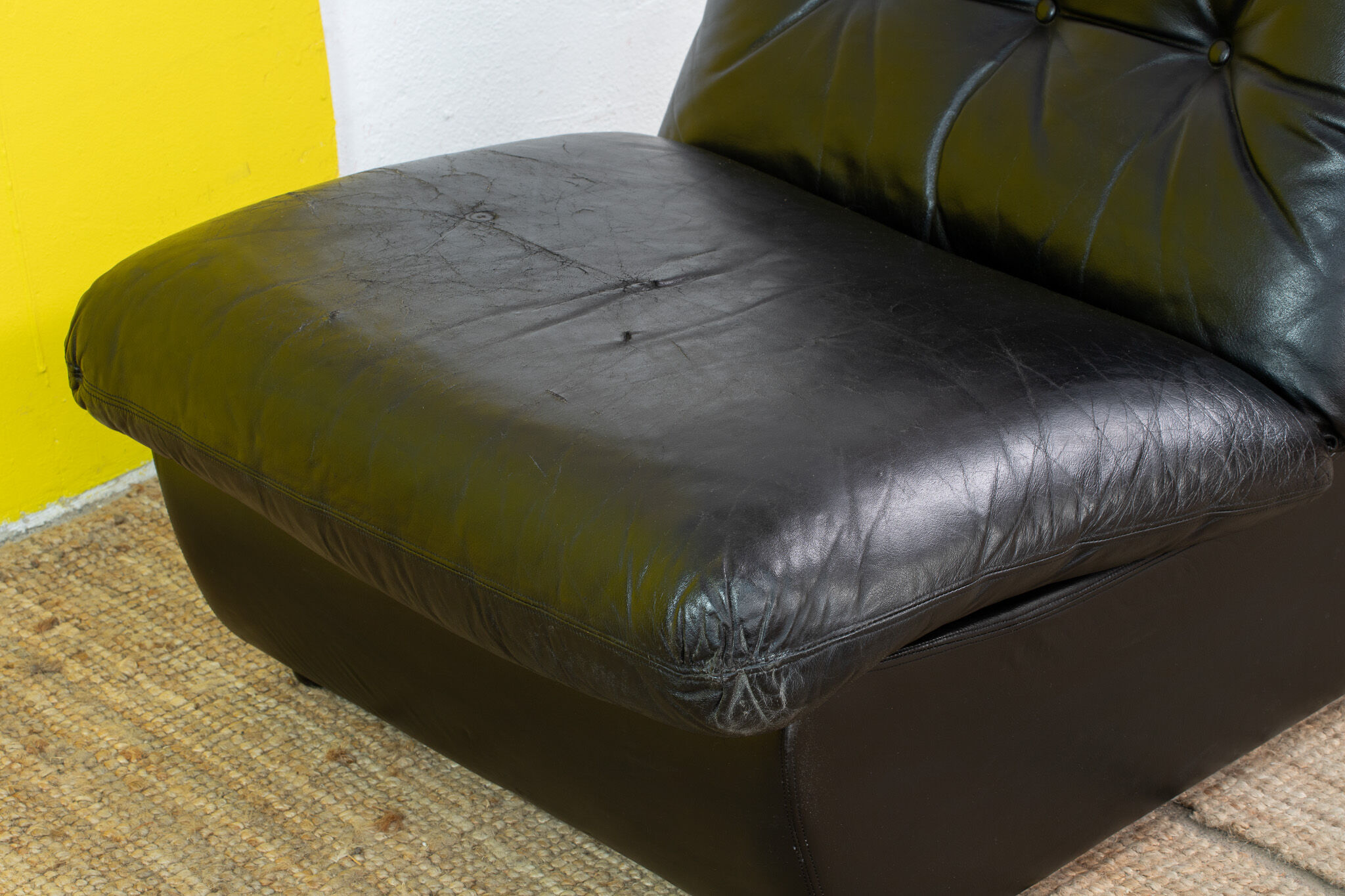 Vintage Scandinavian leather fireside chair – 75 cm