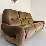 Cosy 3-seater sofa, convertible, French design from the 70s, vintage.