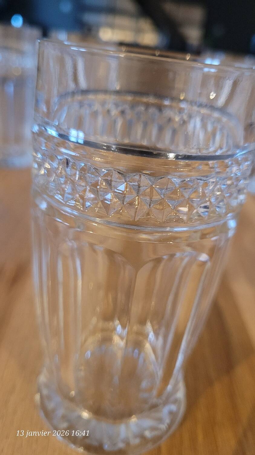 6 cut glasses made of thick glass