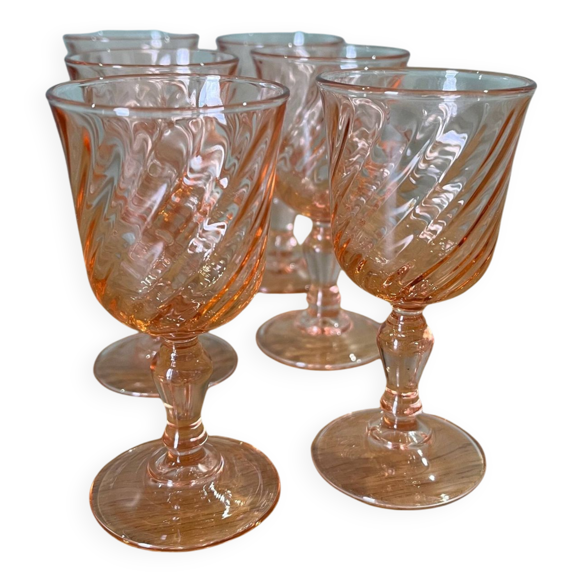 6 Rosaline twisted liqueur glasses