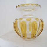 Petit vase art déco en verre cristallin jaune – Années 1950