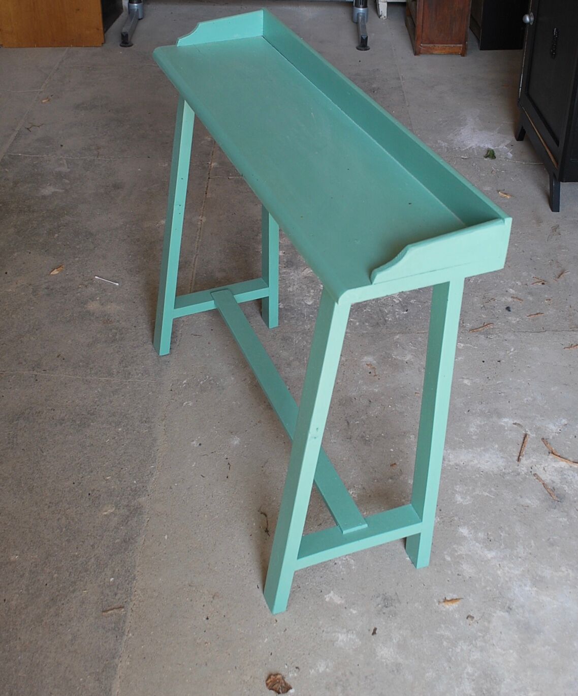 Console vintage vert menthe avec son tabouret