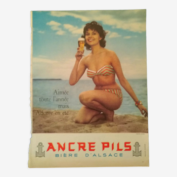 Une publicité papier bière d'Alsace Ancre Pils